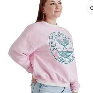Women’s graphic sweatshirt. Size S. Pink with green and white. NWT.